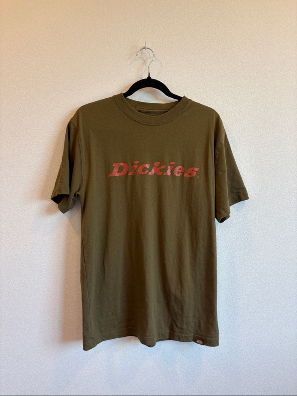 Dickies Olive Green Short Sleeve Tee with Red Logo